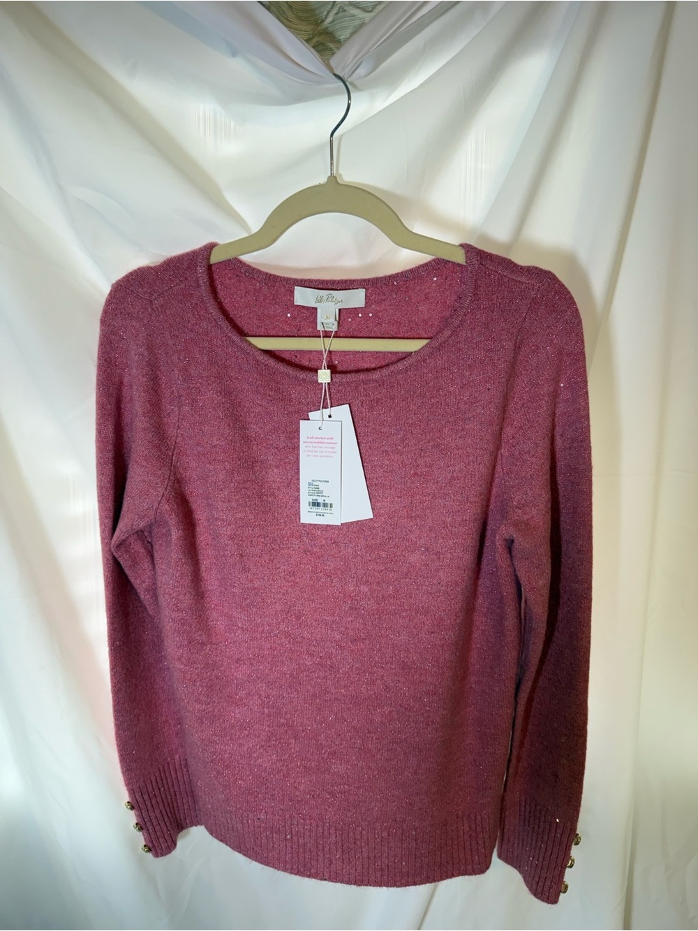 Lilly Pulitzer Button-Sleeve Scoopneck Sweater in Rose - Picture 1 of 3